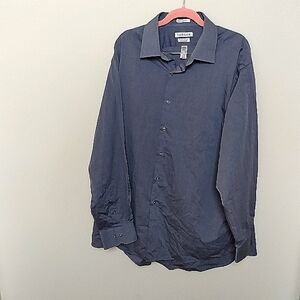 Van Heusen Gray Blue Long Sleeve Regular Fit End on End Button Up Shirt